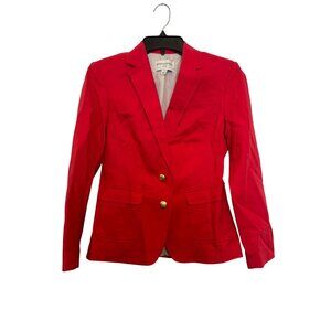 Banana Republic Petite Red Blazer 2P Gold Buttons Single Breasted Cotton Blend L